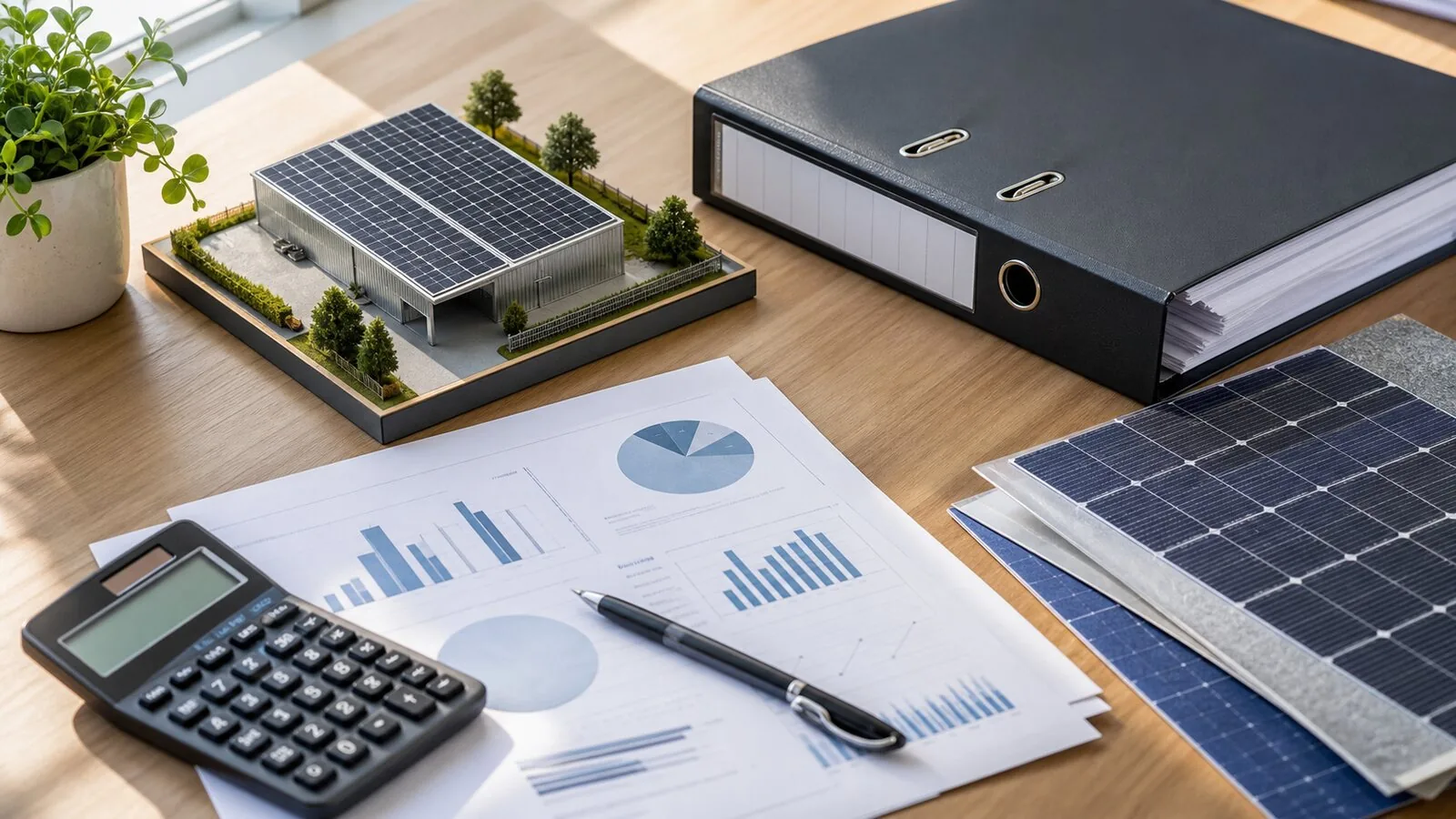 Asset-Register und Solarmodell als Themenbild für Photovoltaik Abschreibung
