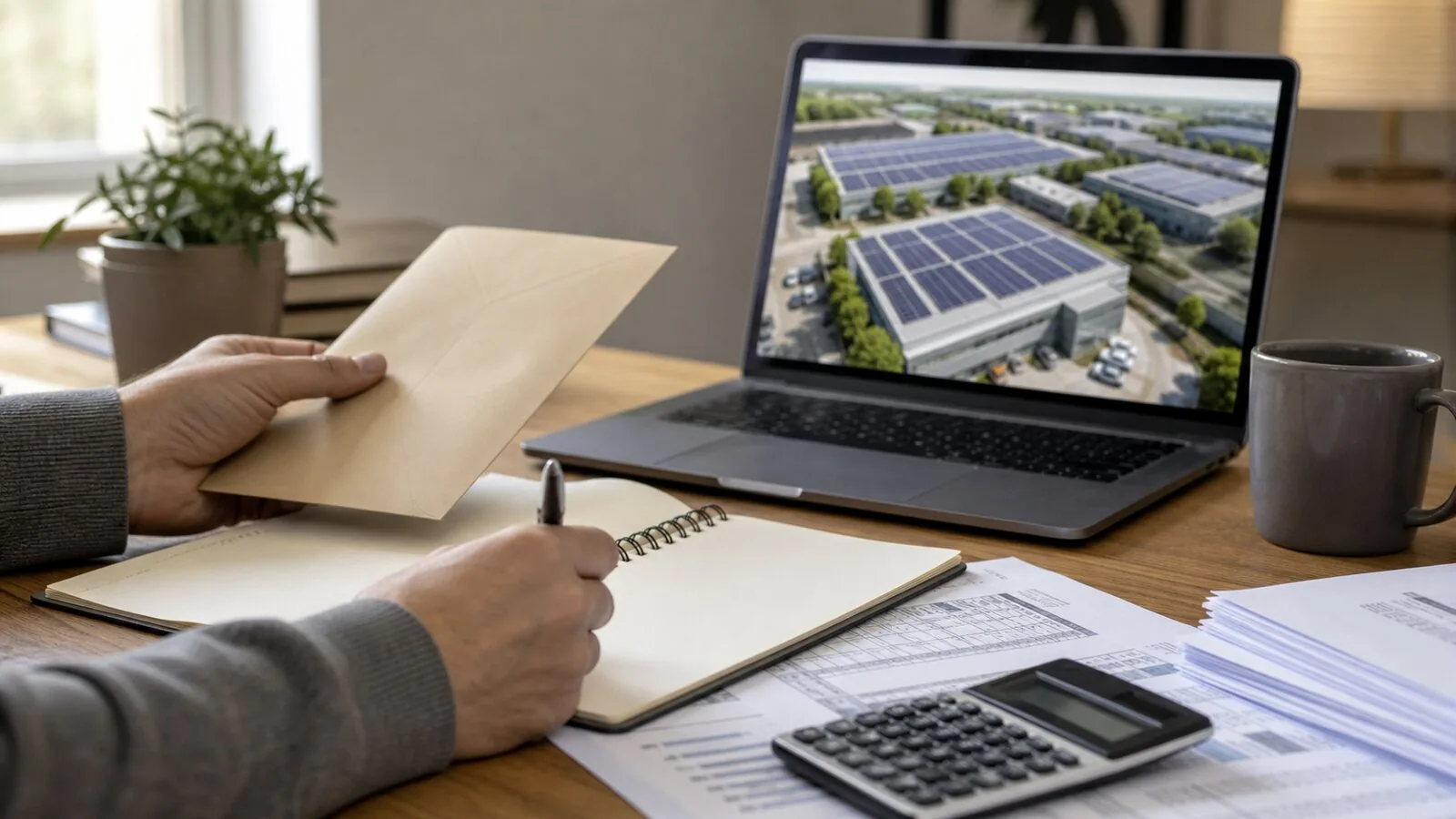 Private Finanzplanung mit PV-Unterlagen für Photovoltaik Steuer Sparen